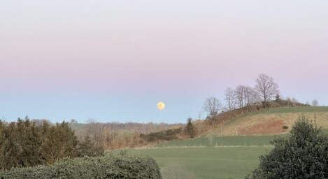 Landschaftsfoto Vollmond über Hügel
